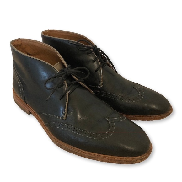 Johnston & Murphy Campbell Wingtip Leather Chukka Boots Black Size 13M - Picture 1 of 15